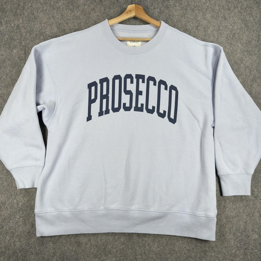 Abercrombie & Fitch Sweatshirt Womens XL Blue Prosecco Graphic Pullover Fleece